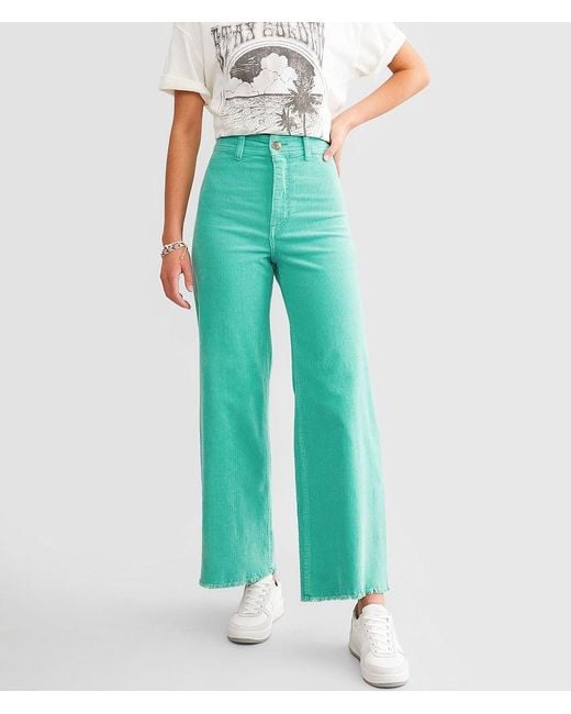 Billabong Green Free Fall Corduroy Wide Leg Straight Pant