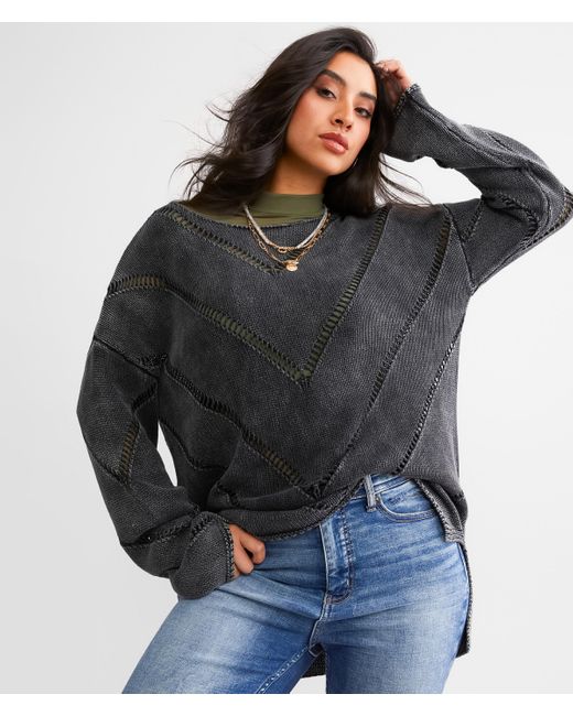 BKE Washed Chevron Sweater in Black Lyst