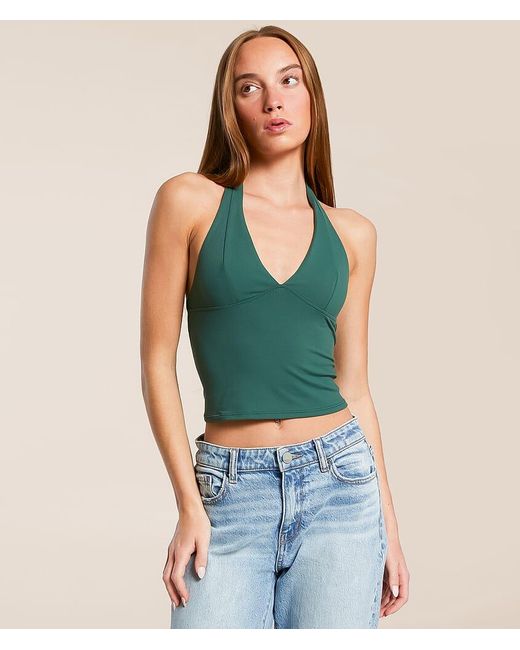 Free People Green Still There Halter Tank Top