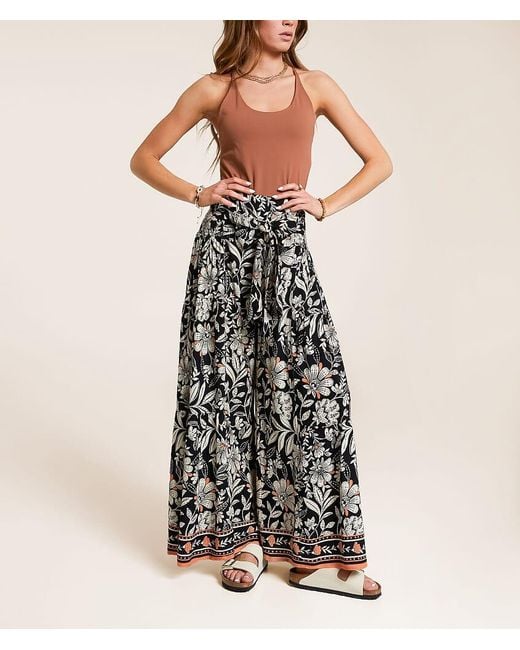 Angie Natural Floral Wide Leg Beach Pant
