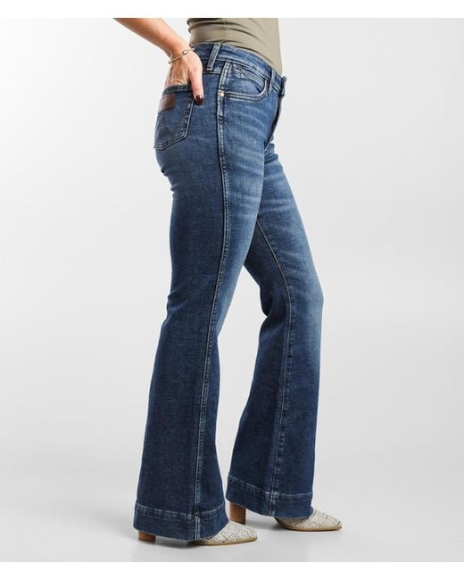 Wrangler Blue Retro Trouser Flare Stretch Jean