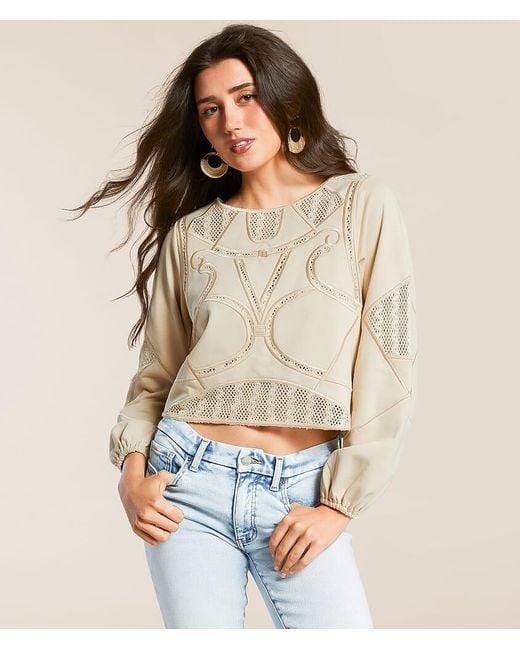 Blue B Natural Crochet Inset Pullover