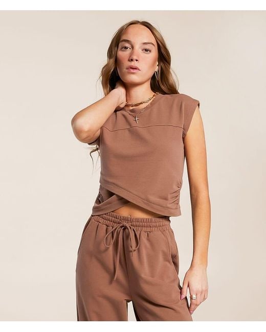Gilded Intent Brown Surplice Boxy Top