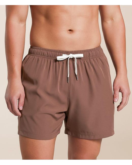 Cove Brown Solid Stretch Swim Trunks for men
