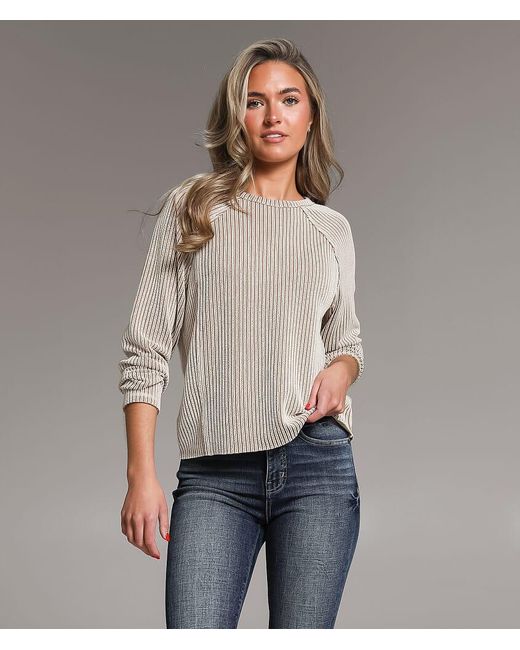 BKE Gray Textured Stripe Top
