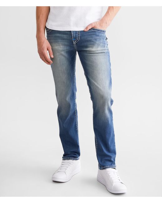 True Religion Blue Rocco Relaxed Skinny Stretch Jean for men