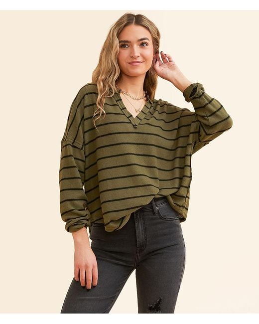 Blu Pepper Green Striped Top