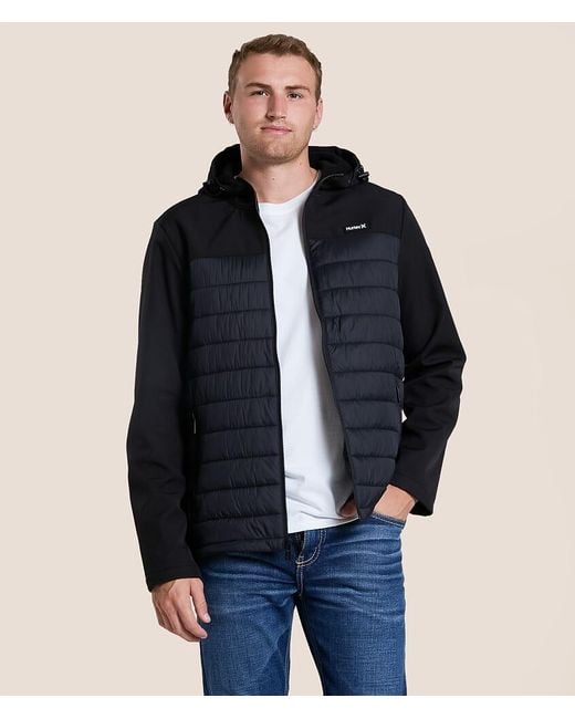 Hurley Blue Stefan Hooded Puffer Jacket for men