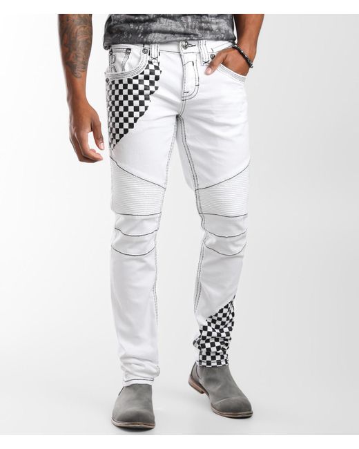 Rock Revival Tilden Biker Moto Stretch Jean in White for Men | Lyst