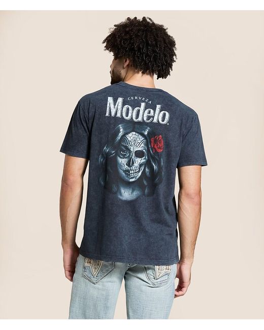 Changes Blue Modelo Half Skull T-Shirt for men