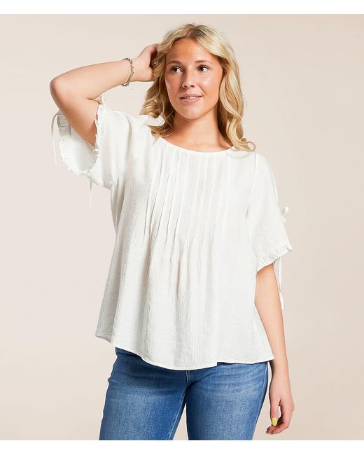 Daytrip White Pleated Crinkle Top