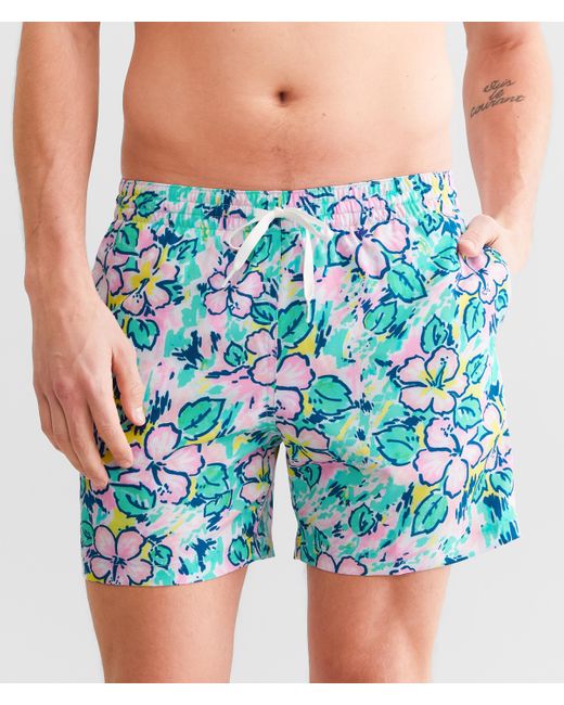 Chubbies Blue The Vacation Blooms Stretch Swim Trunks for men