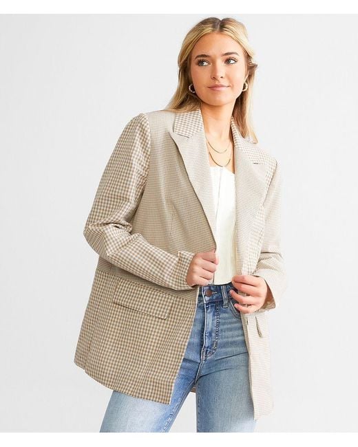 Willow & Root Natural Mixed Plaid Blazer