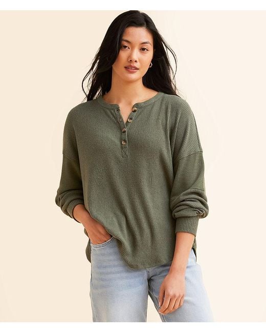 BKE Green Ribbed Henley