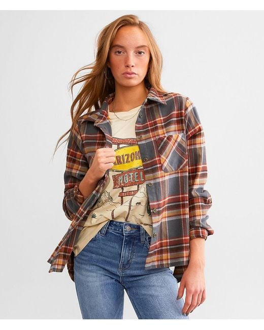 BKE Gray Plaid Flannel Shirt