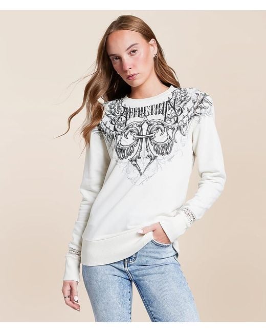 Affliction White Vertibrate Pullover