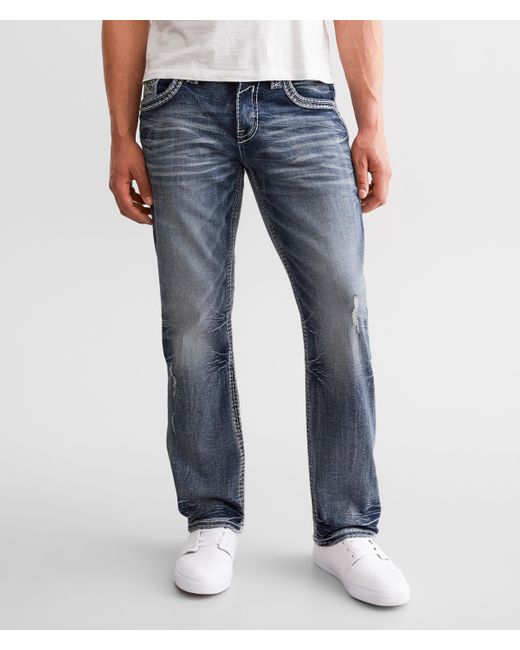 Rock Revival Blue Domingo Relaxed Taper Stretch Jean for men