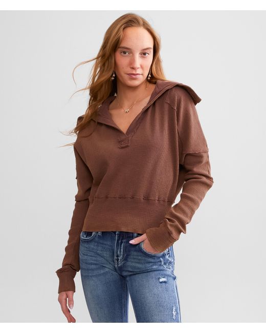 Free People Brown Not So Ordinary Washed Pullover