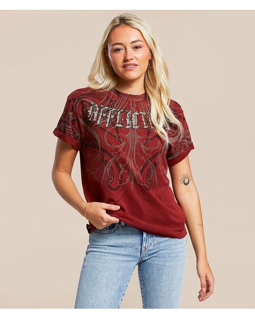 Affliction Red Divine Sorrow T-Shirt