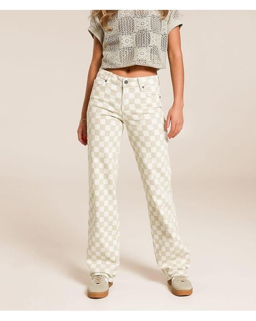 Hidden Jeans White Blake Dad Checkered Stretch Jean