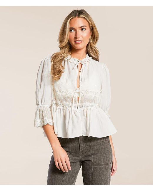 Free People White Forever Young Peplum Top