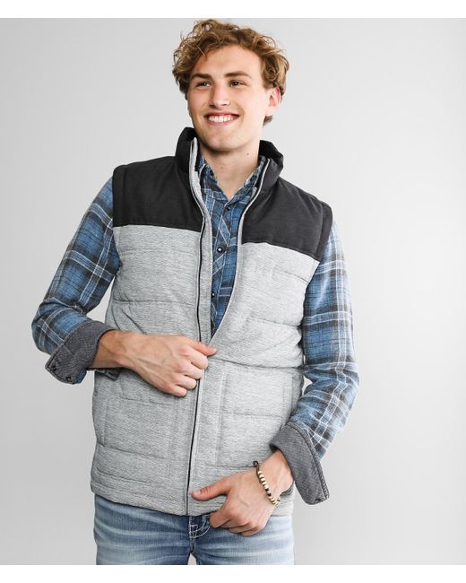 BKE Flannel Color Block Marled Puffer 