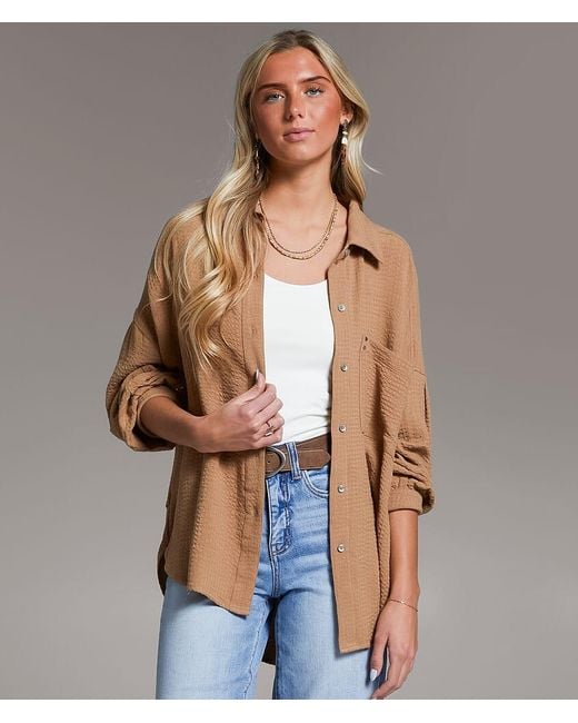 BKE Brown Button Down Blouse