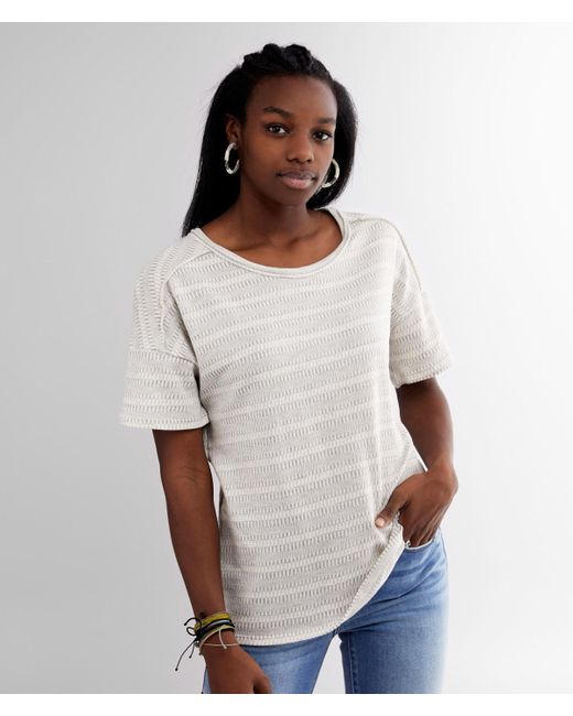 Daytrip Jacquard Striped Knit Top in Grey (Gray) Lyst