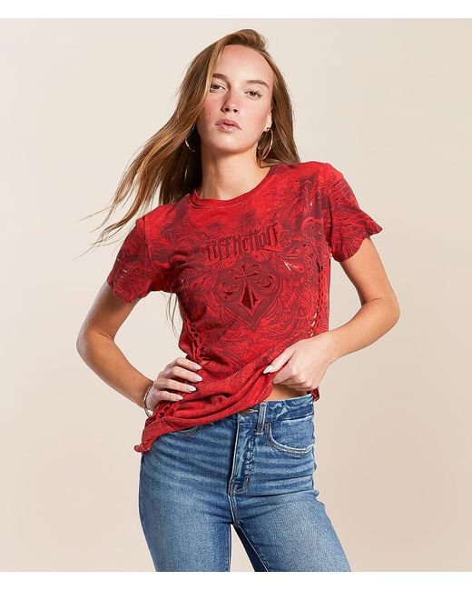 Affliction Red Fleuresque T-Shirt