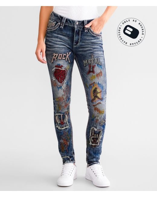 Rock Revival Blue Zihna Mid-rise Skinny Stretch Jean