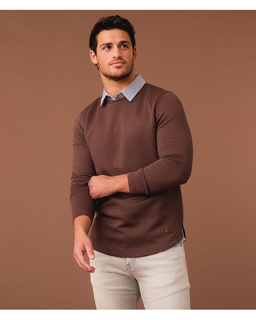 Outpost Makers Brown Textured Pullover for men