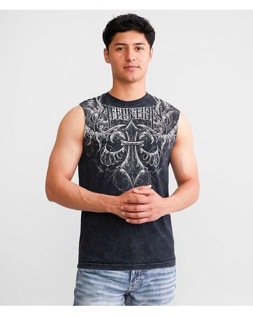 Affliction Blue Vertibrate Tank Top for men