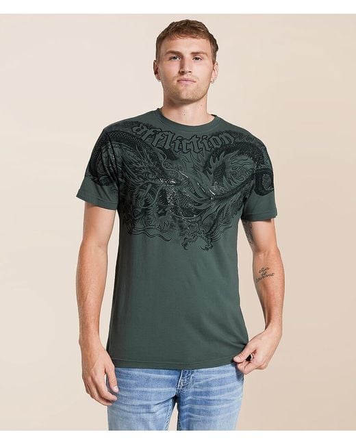 Affliction Green Flaming Dragon T-Shirt for men