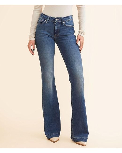 7 For All Mankind Blue Dojo Flare Trouser Stretch Jean