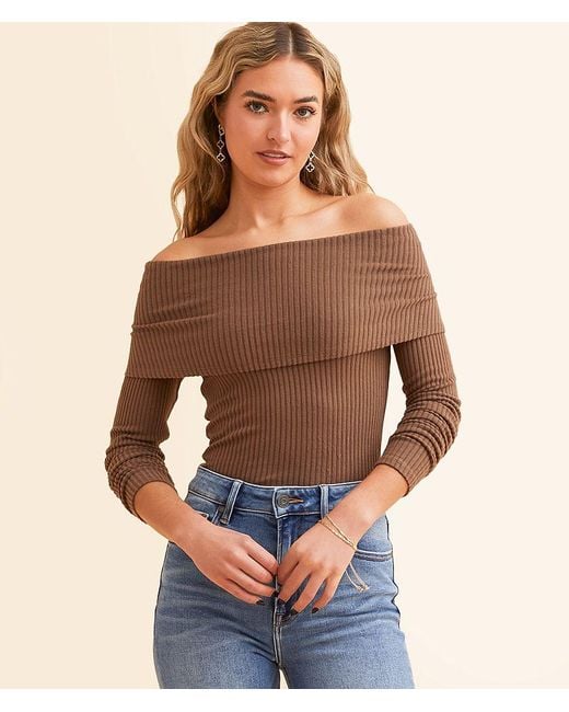 The Workshop Brown Off The Shoulder Top