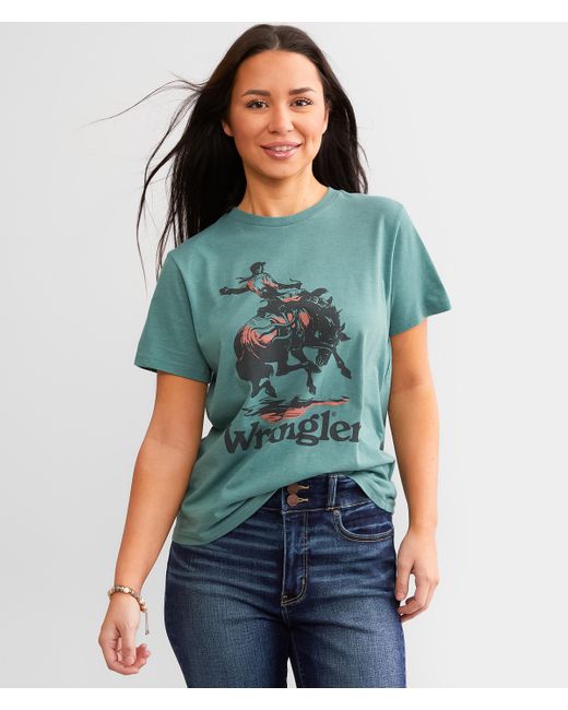 Wrangler Blue Retro Horse Rider T-shirt