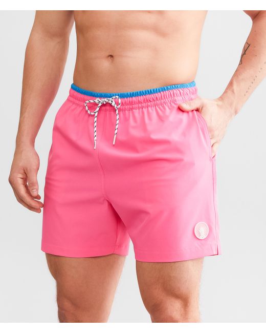 Chubbies Pink The Avalons Stretch Swim Trunks for men