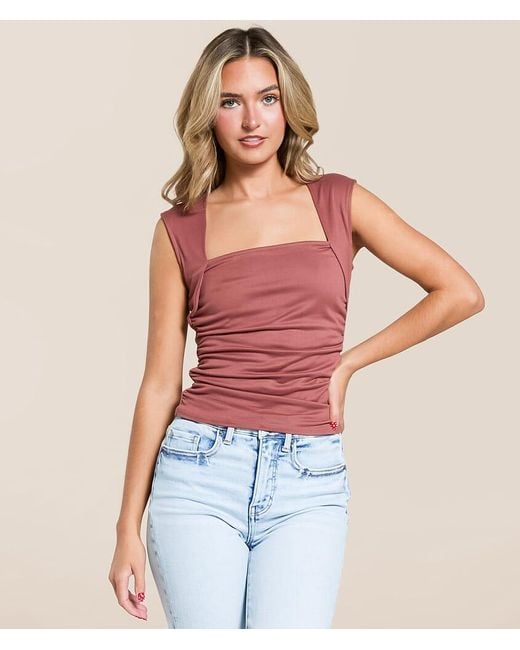 Willow & Root Red Square Neck Tank Top