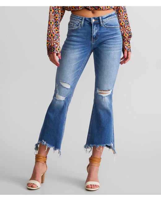 Flying Monkey Blue Mid-rise Cropped Flare Stretch Jean