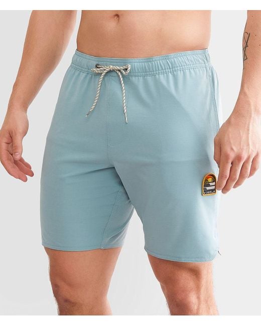 Vissla Blue Solid Sets Stretch Swim Trunks for men