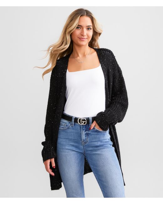 Daytrip Black Sequin Cardigan Sweater