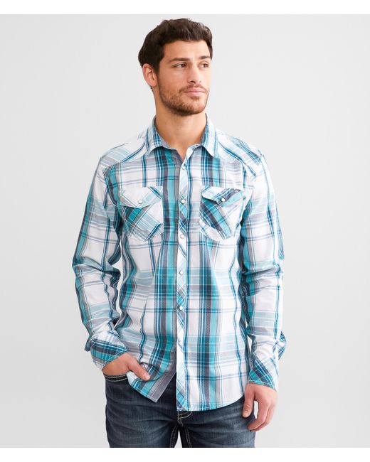 BKE Blue Plaid Athletic Shirt for men