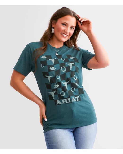 Ariat Blue Western Checkers Boyfriend T-shirt