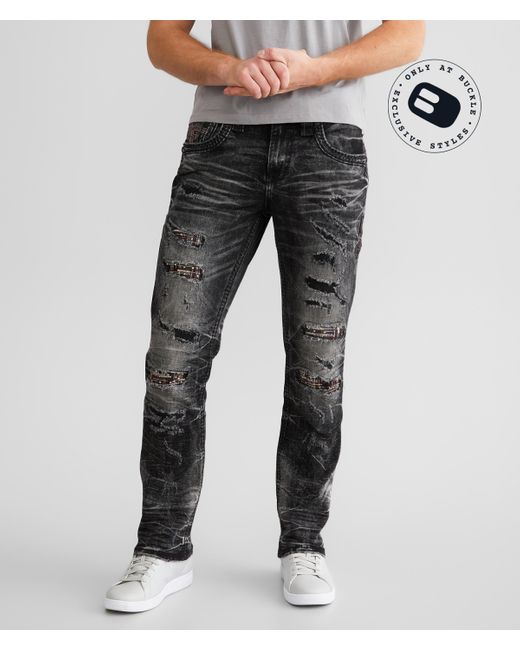 Rock Revival Gray Matt Straight Stretch Jean for men