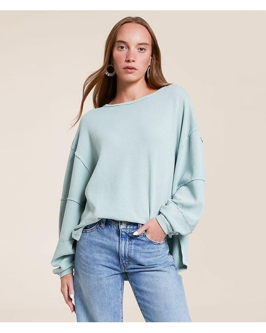 Free People Blue Total Eclipse Oversized Top