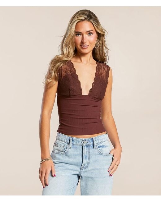Free People Red Power Play Cropped Cami Tank Top