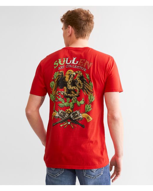 Sullen Red 6 Shooter Crest T-shirt for men