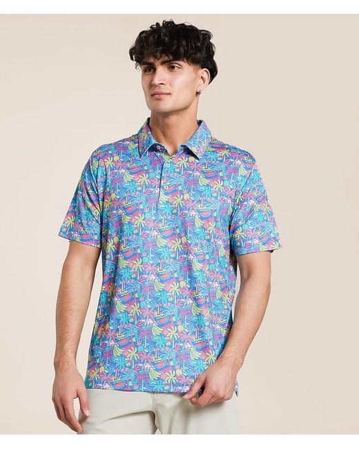 Chubbies Blue The Tropical Bunch Performance Polo for men