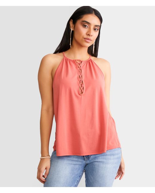 Daytrip Red Lace-up Tank Top