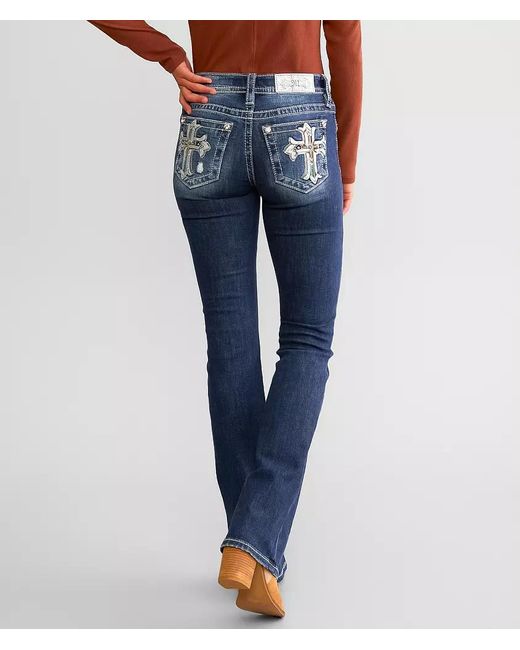 Miss Me Blue Low Rise Tailored Boot Stretch Jean